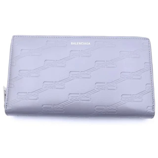 Balenciaga Zip Around Wallet BB Logo Leather Gray in Grey Leather from The Reluxe, photo 1 of 1