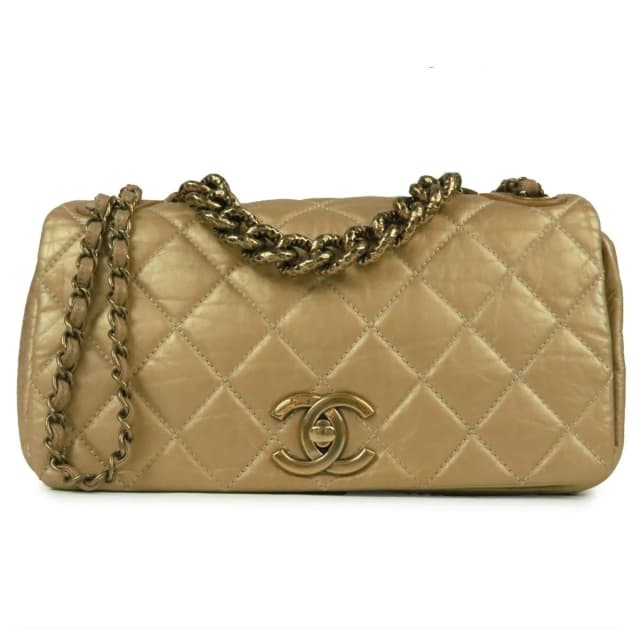Chanel Paris Bombay Flap Gold Calfskin 2-Way Shoulder Bag in Gold Calfskin from The Reluxe, photo 1 of 1