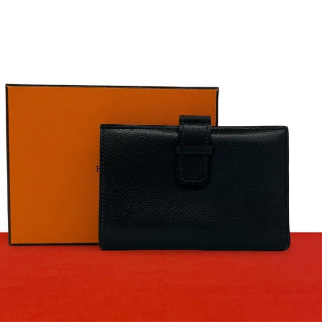 Hermès Jura Veau Epsom Bifold Wallet Mini Card Case Coin Purse Black in Black Epsom leather from The Reluxe, photo 1 of 1