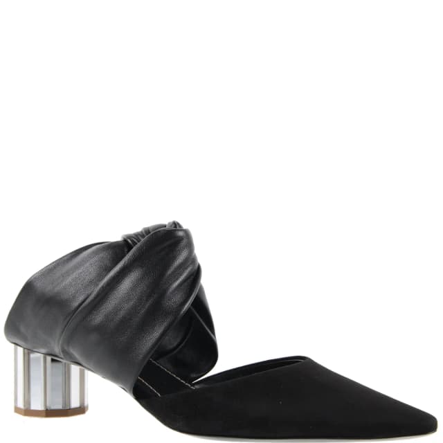 Proenza Schouler Twisted Block Mule Mirror 40 Nappa/Suede, Black, image 1 of 1 from Cultstatus