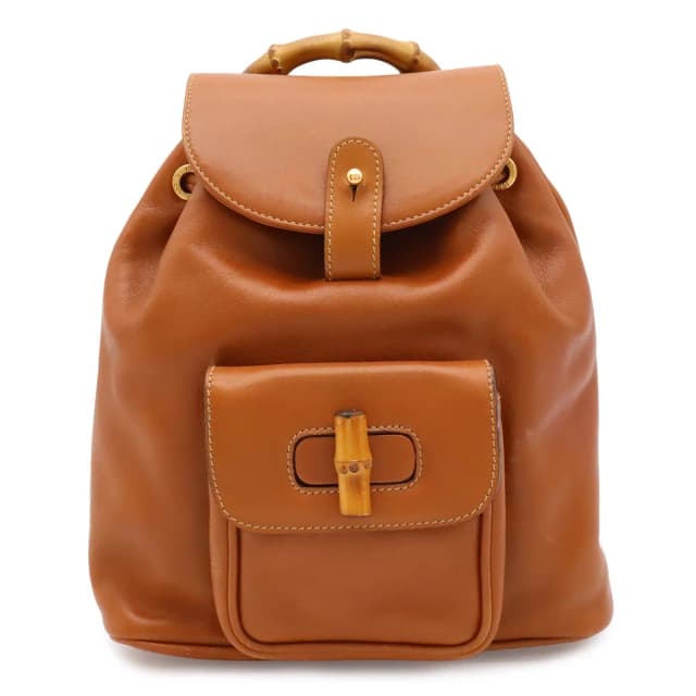 Gucci Bamboo Mini Backpack Shoulder Bag Leather Brown Gold 03 in Brown Leather from The Reluxe, photo 1 of 1