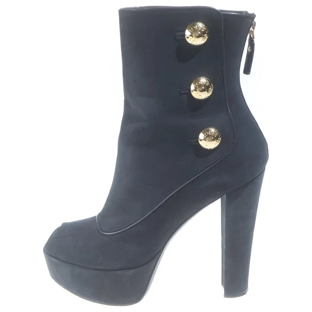Louis Vuitton Open Toe Suede Leather Ankle Boots Black in Black Suede from The Reluxe, photo 1 of 1