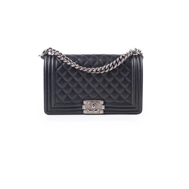 Chanel Old Meidum Boy Bag Black Lambskin RHW 22 Series in Black Lambskin from The Purse Affair, photo 1 of 1
