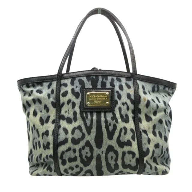 Dolce & Gabbana Tote Leopard Print Denim Leather Shoulder Bag Blue Black in Black Denim from The Reluxe, photo 1 of 1