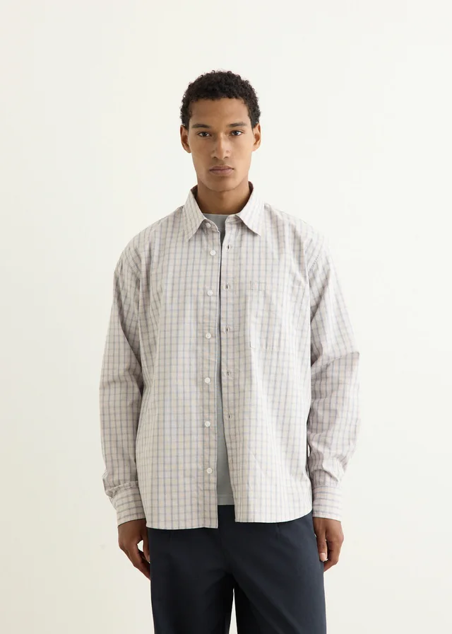 Incu Collection Asher Classic Check Shirt in CREAM CHECK, image 1 of 1 from Incu
