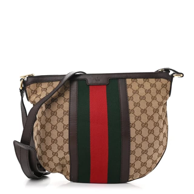 Gucci Vintage Web Saddle GG Canvas Bag - Beige in Beige Canvas from H&T, photo 1 of 1
