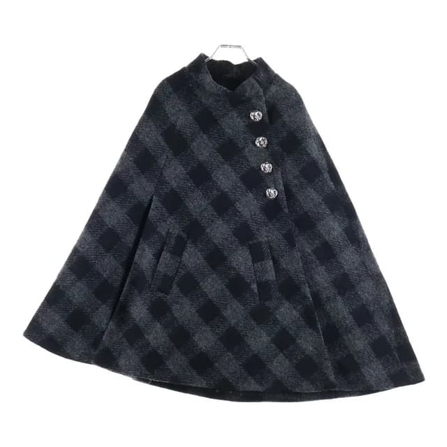 Chrome Hearts BS Flare Button Check Wool Poncho Cloak Gray Black in Black Wool from The Reluxe, photo 1 of 1