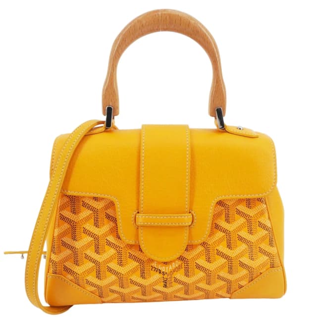 Goyard Saigon Mini Chevron Print Coated Canvas Top Handle Shoulder Bag Yellow in Yellow Coated canvas from Dallas Designer Handbags, photo 1 of 1