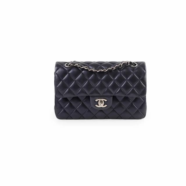 Chanel Small Lambskin Classic Flap Mettalic Navy Series 24 in Navy Lambskin from The Purse Affair, photo 1 of 1