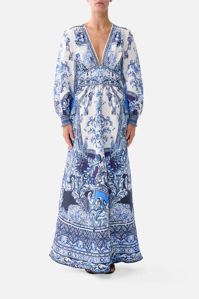 Camilla eBoutique BUTTON DRESS WITH SHAPED WAISTBAND A TILED WONDERLAND, image 1 of 1 from CAMILLA