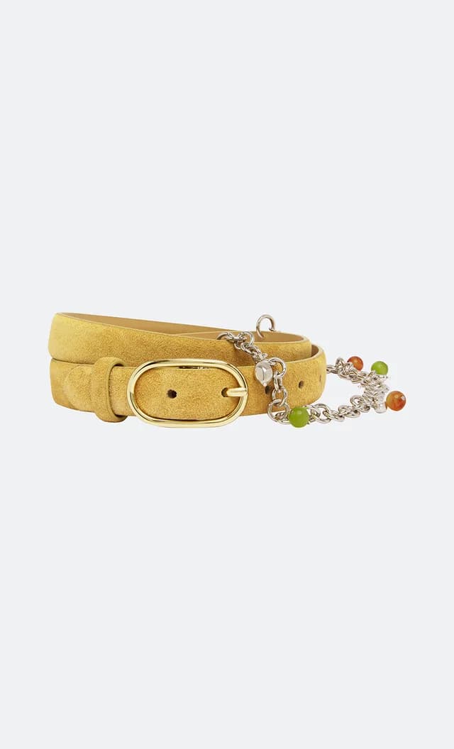 Bec&Bridge NAYA CHAIN BELT - OLIVE OIL SUEDE/SILVER, image 1 of 1 from BEC + BRIDGE