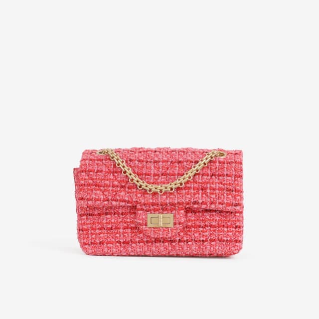Chanel Mini 2.55 Reissue 224 - Red / Pink Tweed | Aged Gold Hardware in Red Tweed from Bagista, photo 1 of 1