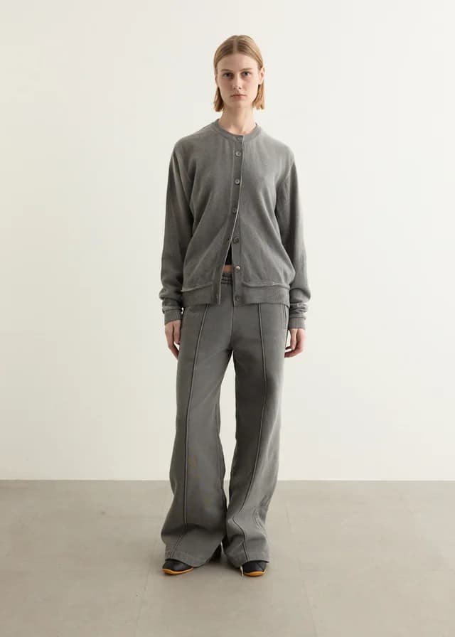 Our Legacy Dual Cardigan in Grey Spray Dye Cherub Wool, image 1 of 1 from Incu