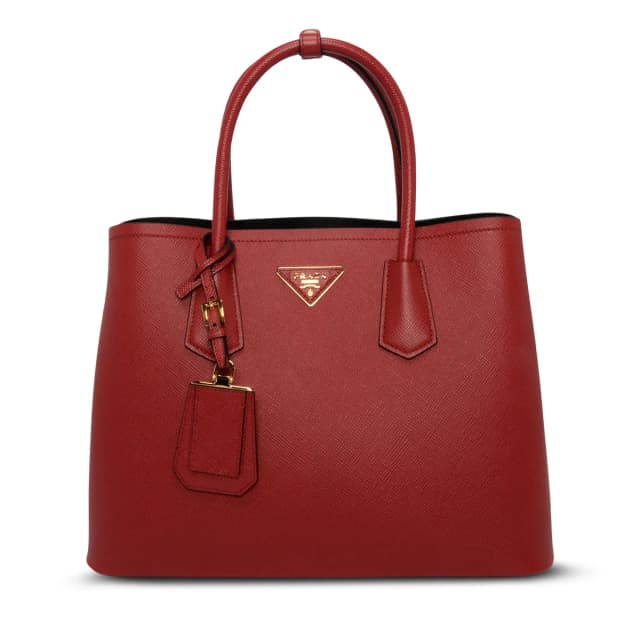 Prada Saffiano Cuir Medium Double Bag in Red Saffiano leather from Blue Spinach, photo 1 of 1