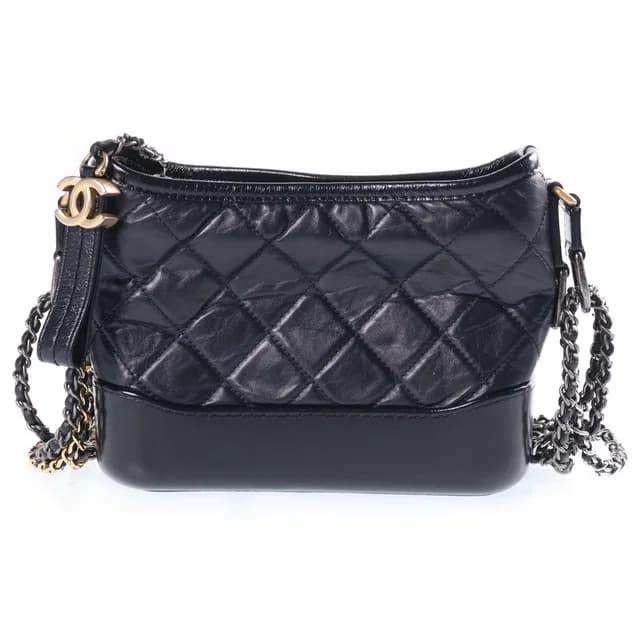 Gabrielle de Chanel Small Hobo Chain Shoulder Bag Black Vintage Calfskin in Black Calfskin from The Reluxe, photo 1 of 1