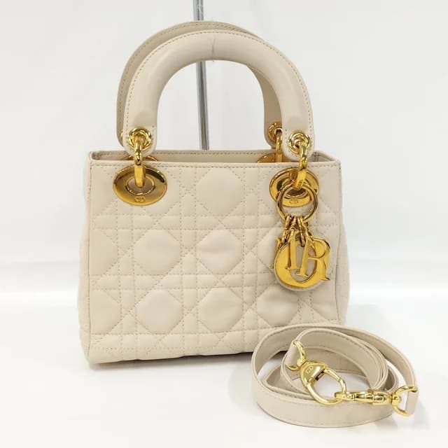 Lady Dior 2-Way Bag Leather Ivory in White Leather from The Reluxe, photo 1 of 1