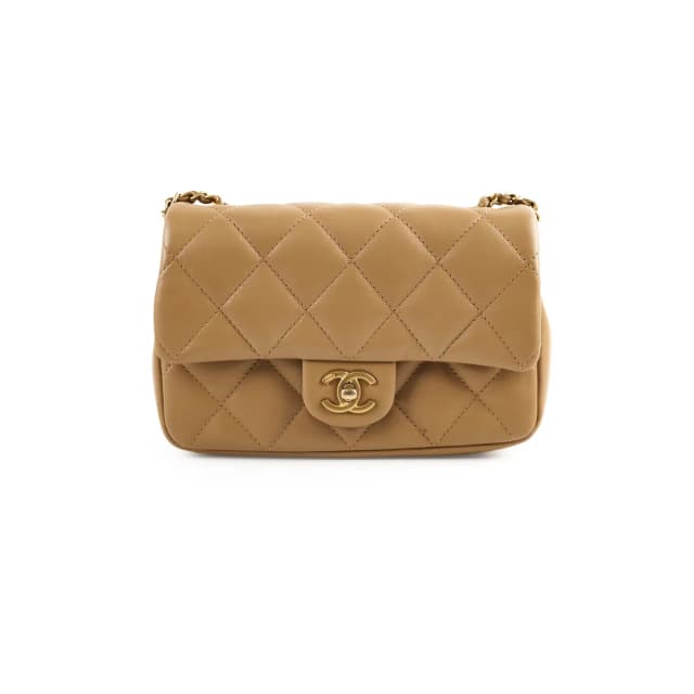 Chanel seasonal flap dark beige (microchip) in Beige Lambskin from The Purse Affair, photo 1 of 1
