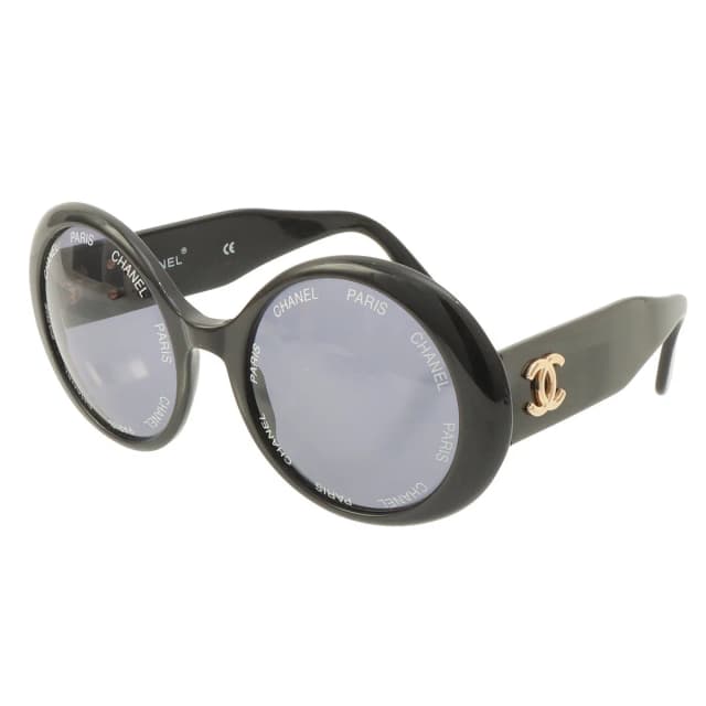 Chanel Side CC logo plate oval sunglasses, black from VINTAGE QOO TOKYO, photo 1 of 1