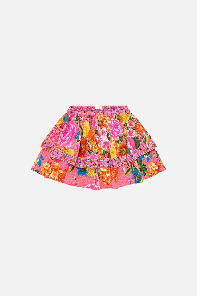 Camilla eBoutique KIDS LAYERED MINI SKIRT WITH ELASTIC BACK ILLUSTRATION NATION, image 1 of 1 from CAMILLA