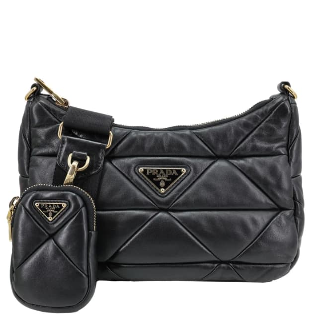 Prada System Re-edition Quilted Nappa Leather Shoulder Bag Black in Black Nappa leather from Dallas Designer Handbags, photo 1 of 1