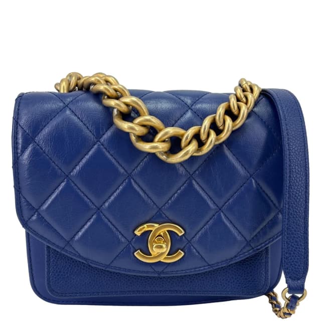 Chanel Handle Flap Mini Quilted Caviar Calfskin Leather Chain Shoulder Bag Blue in Blue Caviar leather from Dallas Designer Handbags, photo 1 of 1