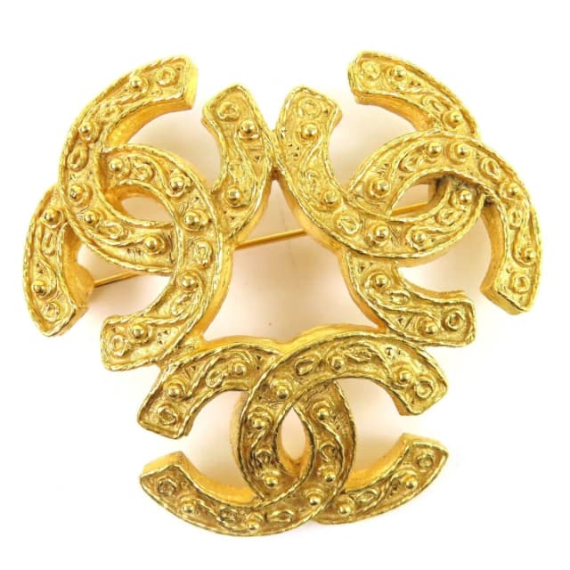 Chanel 94A Vintage Triple CC Logo Brooch Large Gold in Gold from The Reluxe, photo 1 of 1