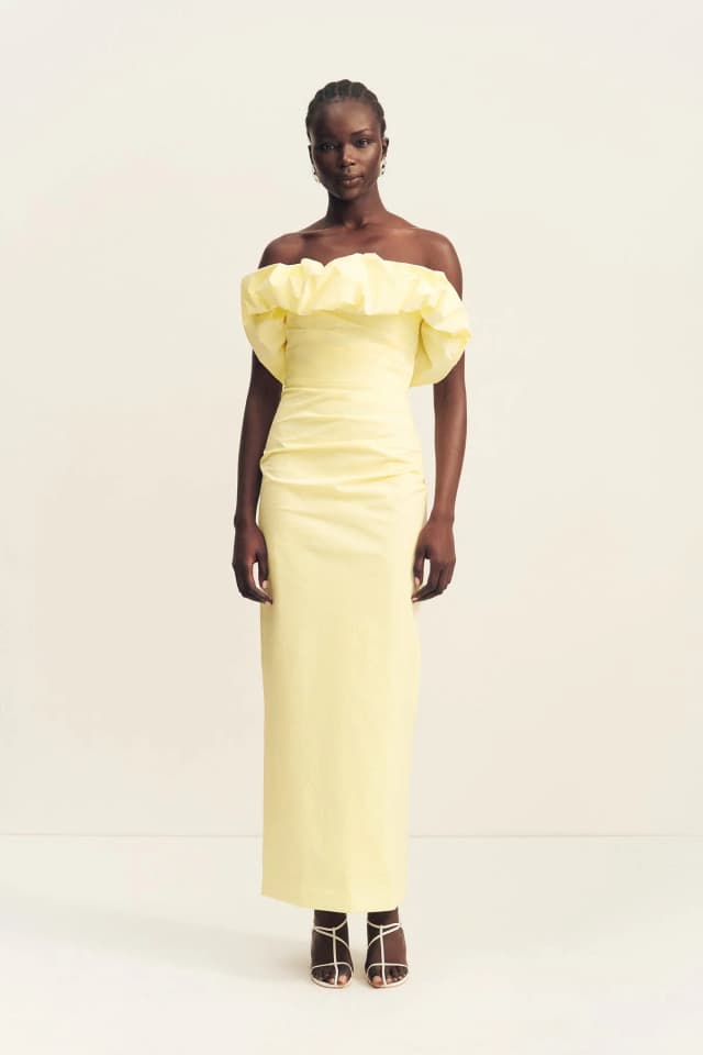 Shona Joy CAMPBELL STRAPLESS BUBBLE MAXI DRESS - LEMONADE, image 1 of 1 from Shona Joy