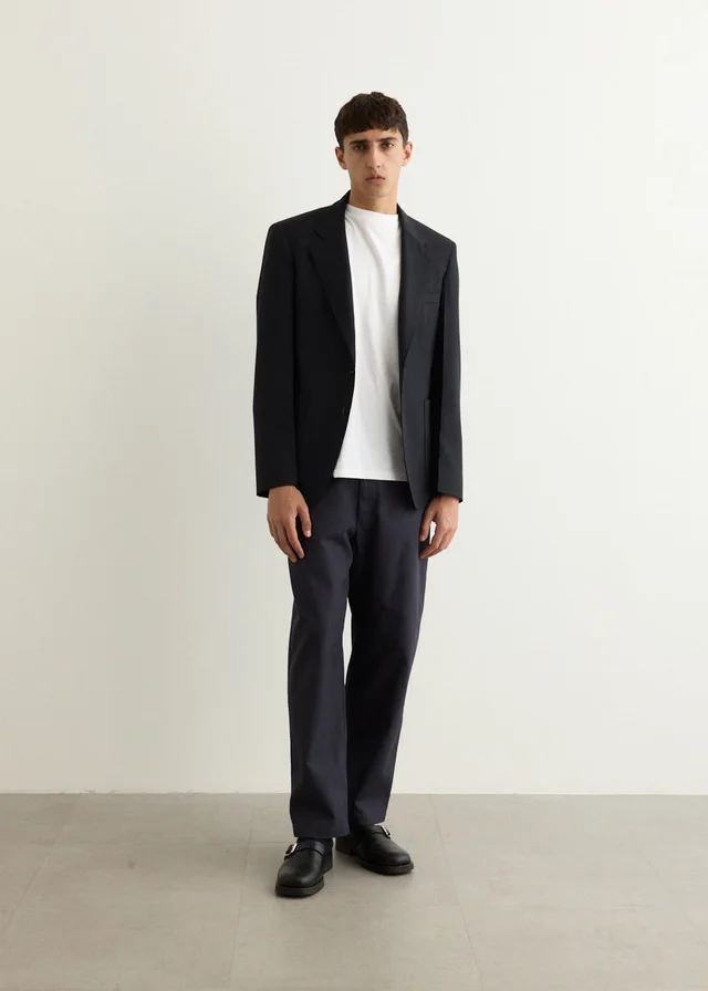 Lemaire Tailored Single Breasted Jacket in MARINE MELANGE MU066, image 1 of 1 from Incu