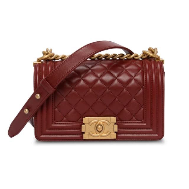 Chanel Quilted Lambskin Small Boy Bag in Burgundy Lambskin from Blue Spinach, photo 1 of 1