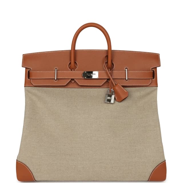 Hermès Birkin HAC 50 Gold Evercolor, Toile De Camp Palladium Hardware in Gold Evercolor/Toile from Madison Avenue Couture, photo 1 of 1
