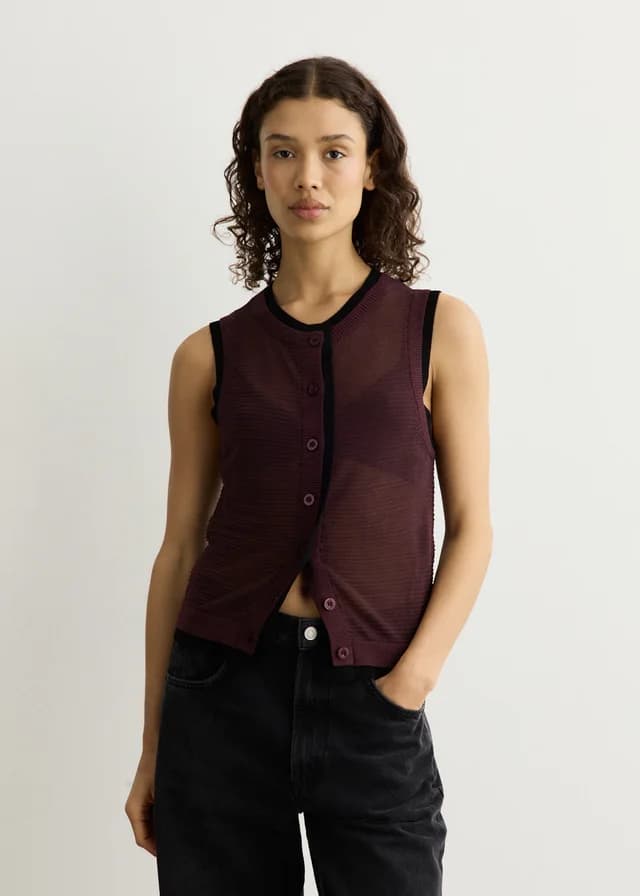 Samsoe Samsoe Saliv Vest in FUDGE, image 1 of 1 from Incu