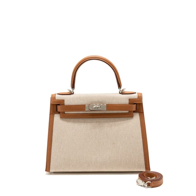 Hermès Kelly 28 Toile H/Swift Ecru/Gold SHW Stamp B in Gold Swift leather from EMIER, photo 1 of 1