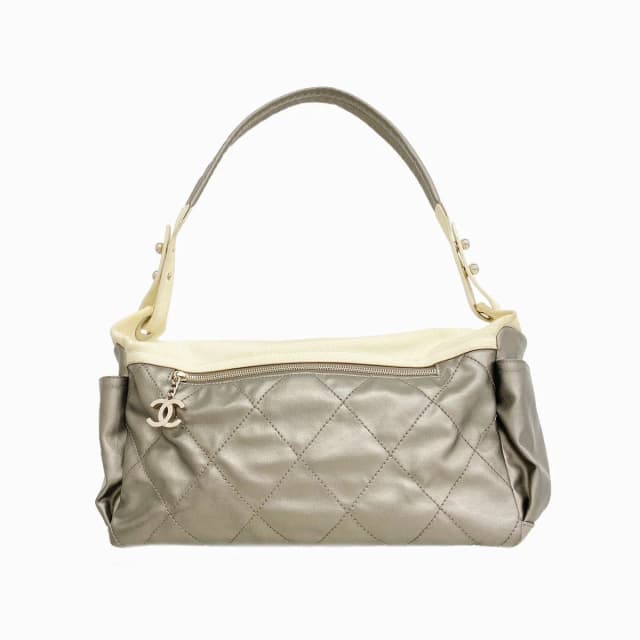 Chanel Shoulder Bag Paris Biarritz Canvas Gray Silver in Grey Canvas from The Reluxe, photo 1 of 1