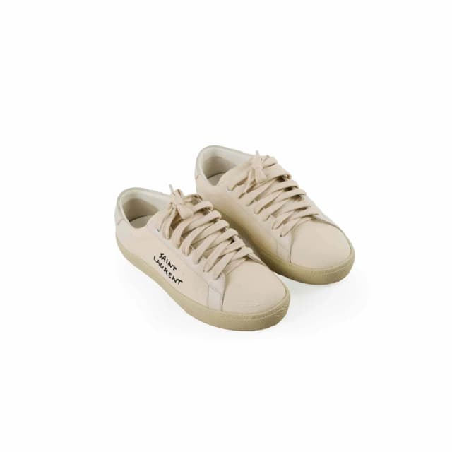 Saint Laurent Women's Court Classic Sneakers Cream 36.5 in White Canvas from The Purse Affair, photo 1 of 1