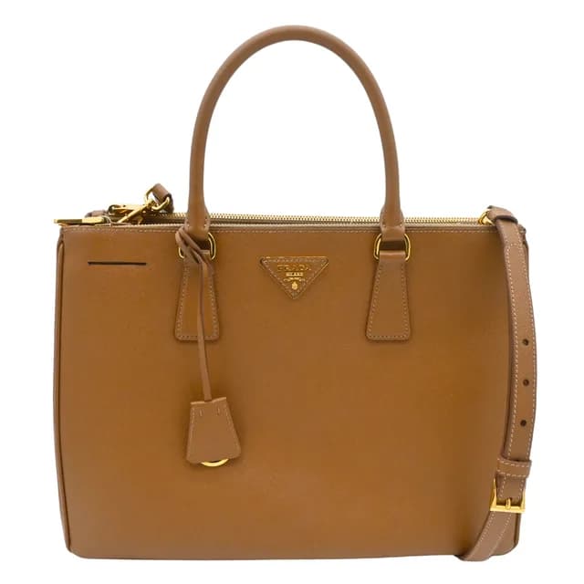 Prada Caramel Brown Saffiano Galleria Double Zip Tote in Brown Saffiano leather from Clotheshorse Anonymous, photo 1 of 1