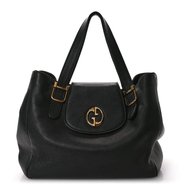 Gucci 1973 Tote Pebbled Calfskin Leather Bag - Black in Black Calfskin from H&T, photo 1 of 1