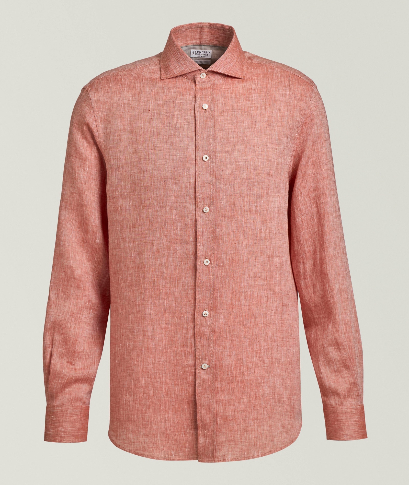 Brunello Cucinelli Easy-Fit Linen Shirt in Orange Linen & Linen Blends, image 1 of 1 from Harry Rosen