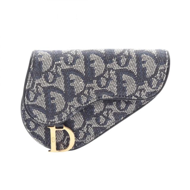 Dior Coin Case Saddle Oblique Navy Canvas Leather Trotter Purse in Navy Canvas from The Reluxe, photo 1 of 1