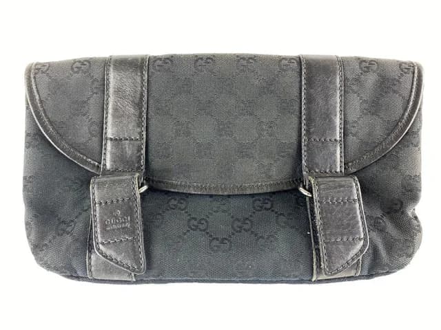 Gucci Black Monogram GG Waist Bag Fanny Pack Belt Pouch in Black Canvas from Bagriculture, photo 1 of 1