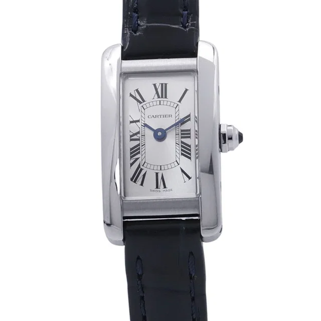 Cartier Tank American Mini Watch Silver Dial in Silver Crocodile from The Reluxe, photo 1 of 1
