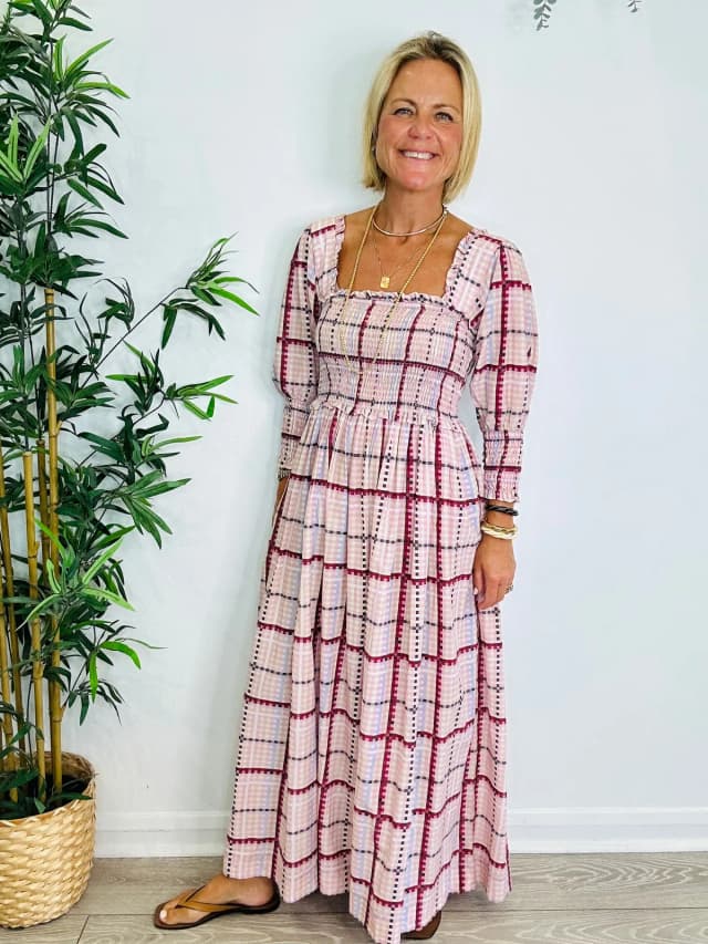 GANNI Smocked Check Dress - Size 36 in Silk from Edit Second Hand, photo 1 of 1