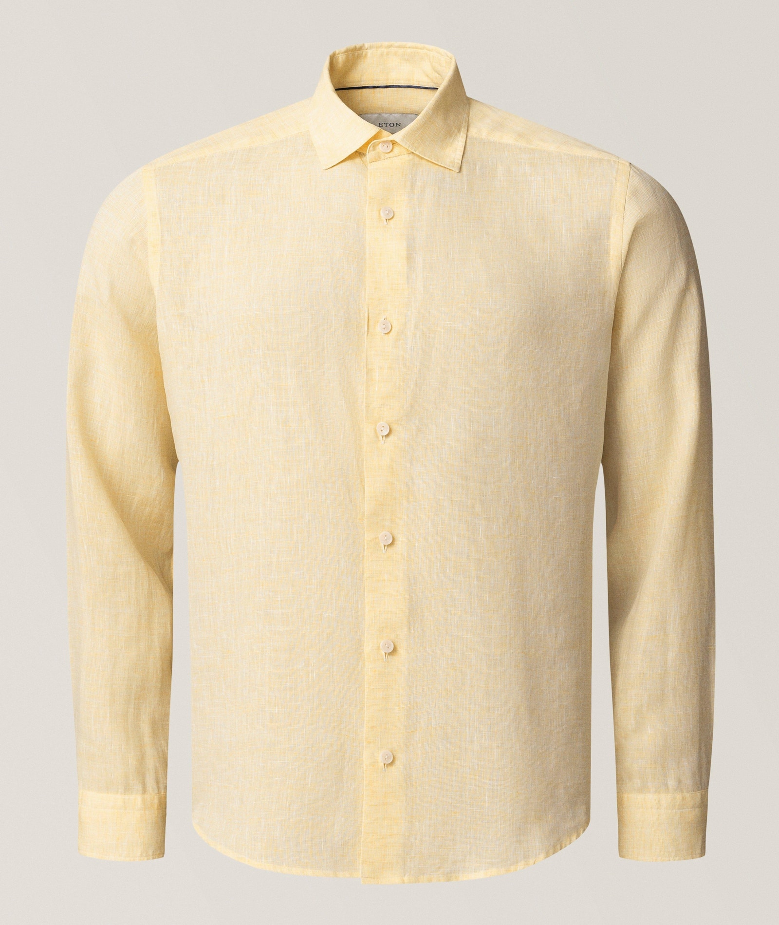 Eton Contemporary-Fit Garment-Dyed Linen Shirt in Yellow Linen & Linen Blends, image 1 of 1 from Harry Rosen