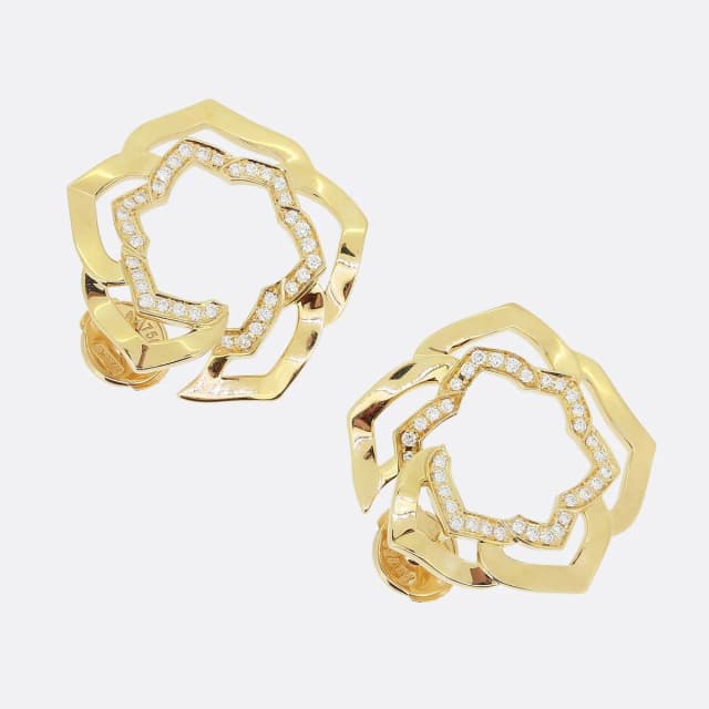 Piaget Diamond Rose Earrings in Pink from The Vintage Jeweller, photo 1 of 1