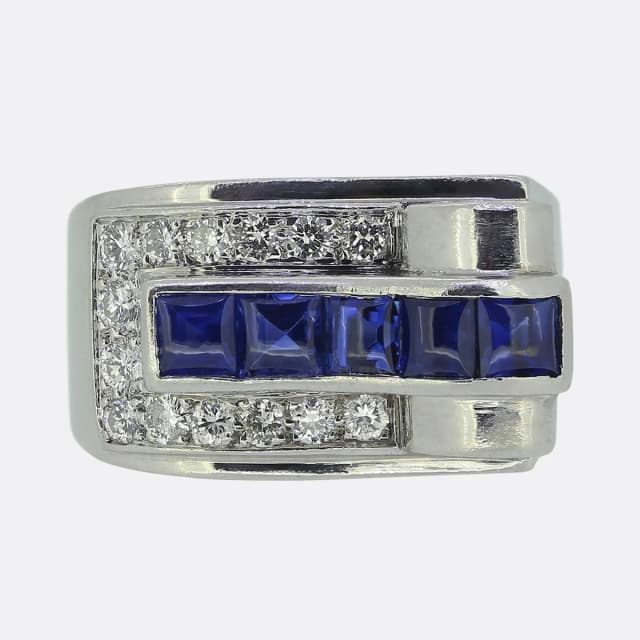 Cartier Retro Sapphire and Diamond Ring from The Vintage Jeweller, photo 1 of 1