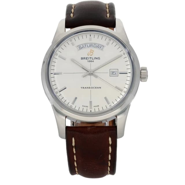 Breitling Transocean Day & Date A45310 43mm Stainless Steel Watch in Leather from H&T, photo 1 of 1