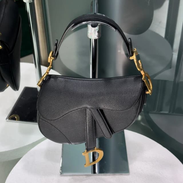 Dior Mini Saddle Bag Black Grained Calfskin in Black Caviar leather from Revivre, photo 1 of 1
