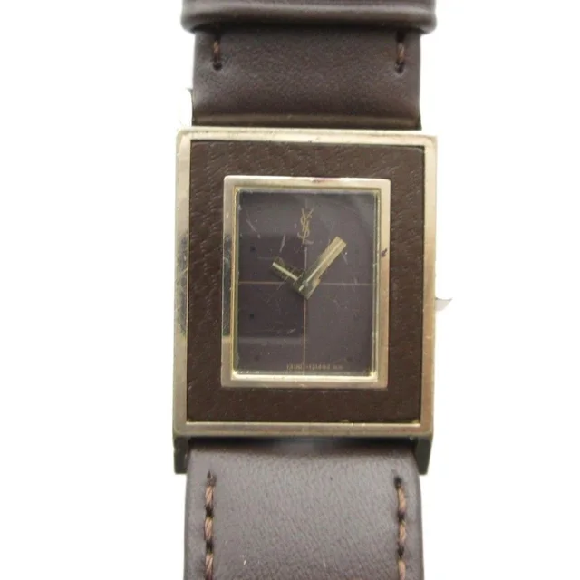 Saint Laurent Watch Quartz Leather Square Brown in Brown Leather from The Reluxe, photo 1 of 1