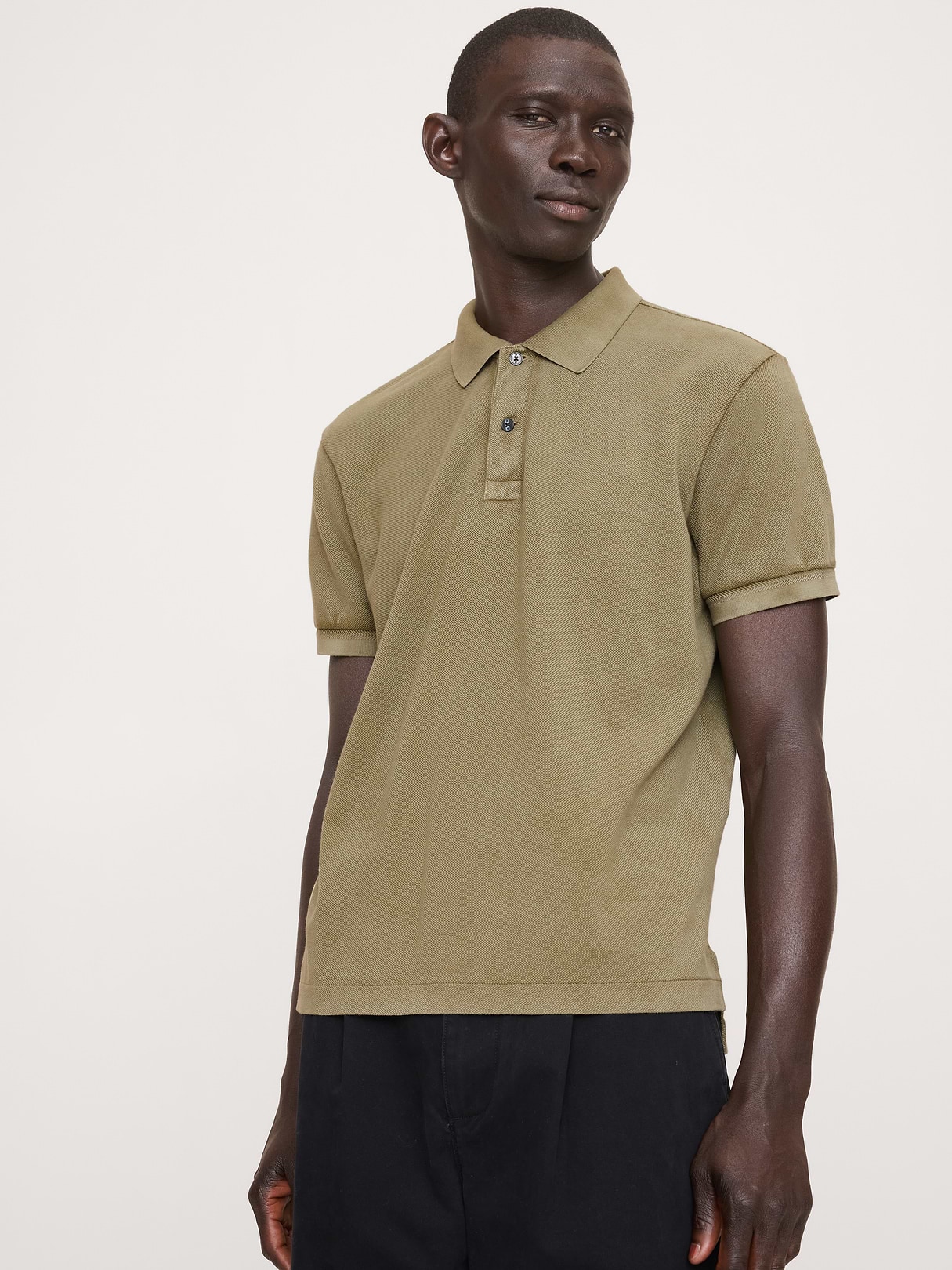 Banana Republic Cotton Pique Polo in Washed Olive Green, image 1 of 1 from Banana Republic (US)