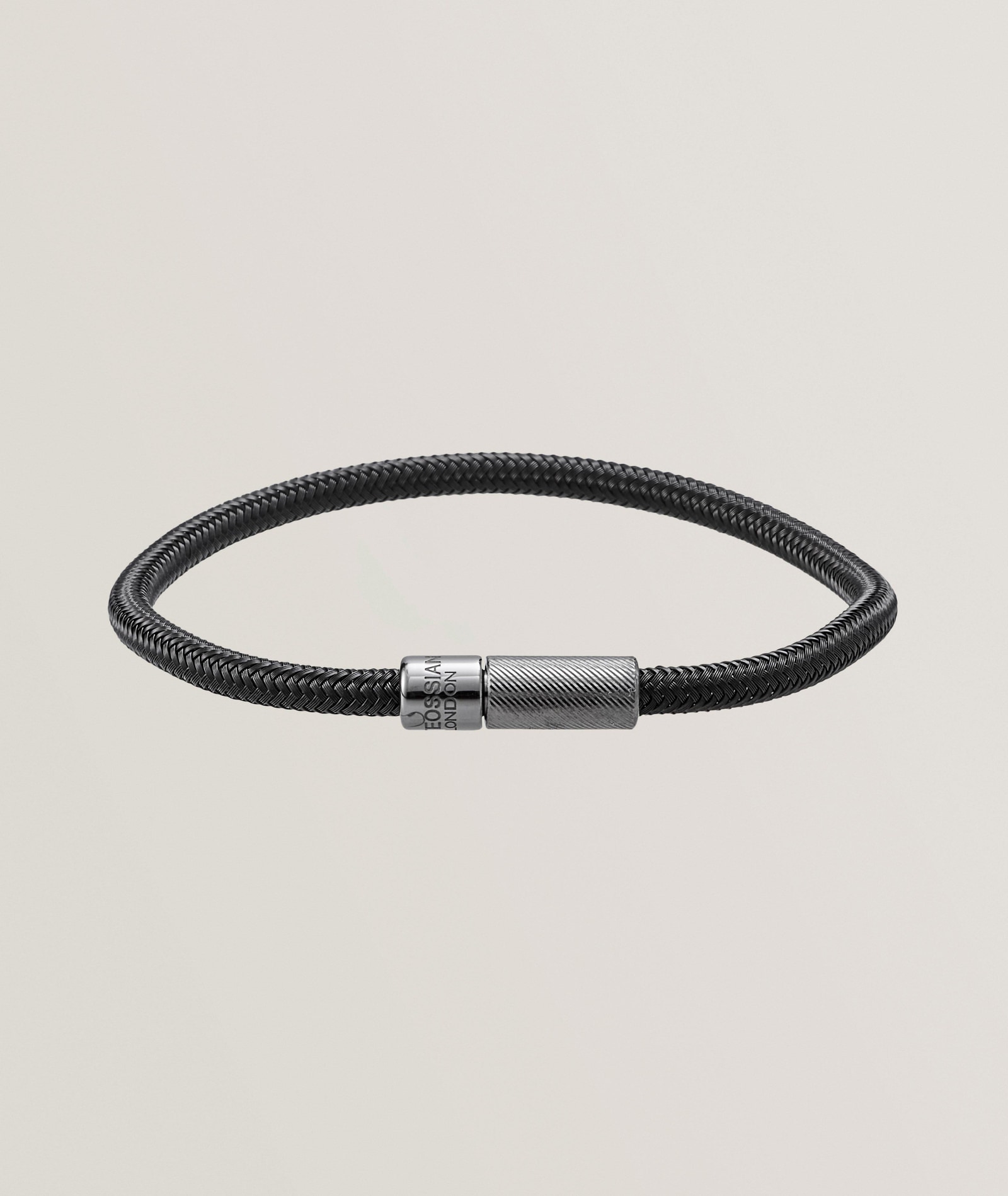 Tateossian Pop Rigato Rame Silvertone Clasp Bracelet in Black, image 1 of 1 from Harry Rosen