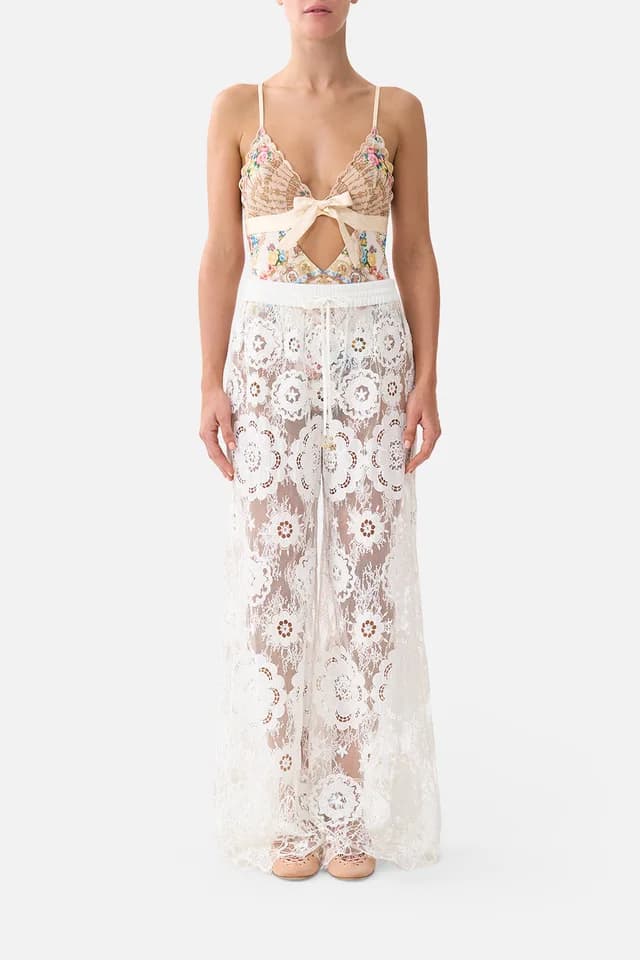 Camilla eBoutique SCALLOPED EDGE TRI BODYSUIT WITH BOW FRONT I LEFT MY HEART IN GRANADA, image 1 of 1 from CAMILLA